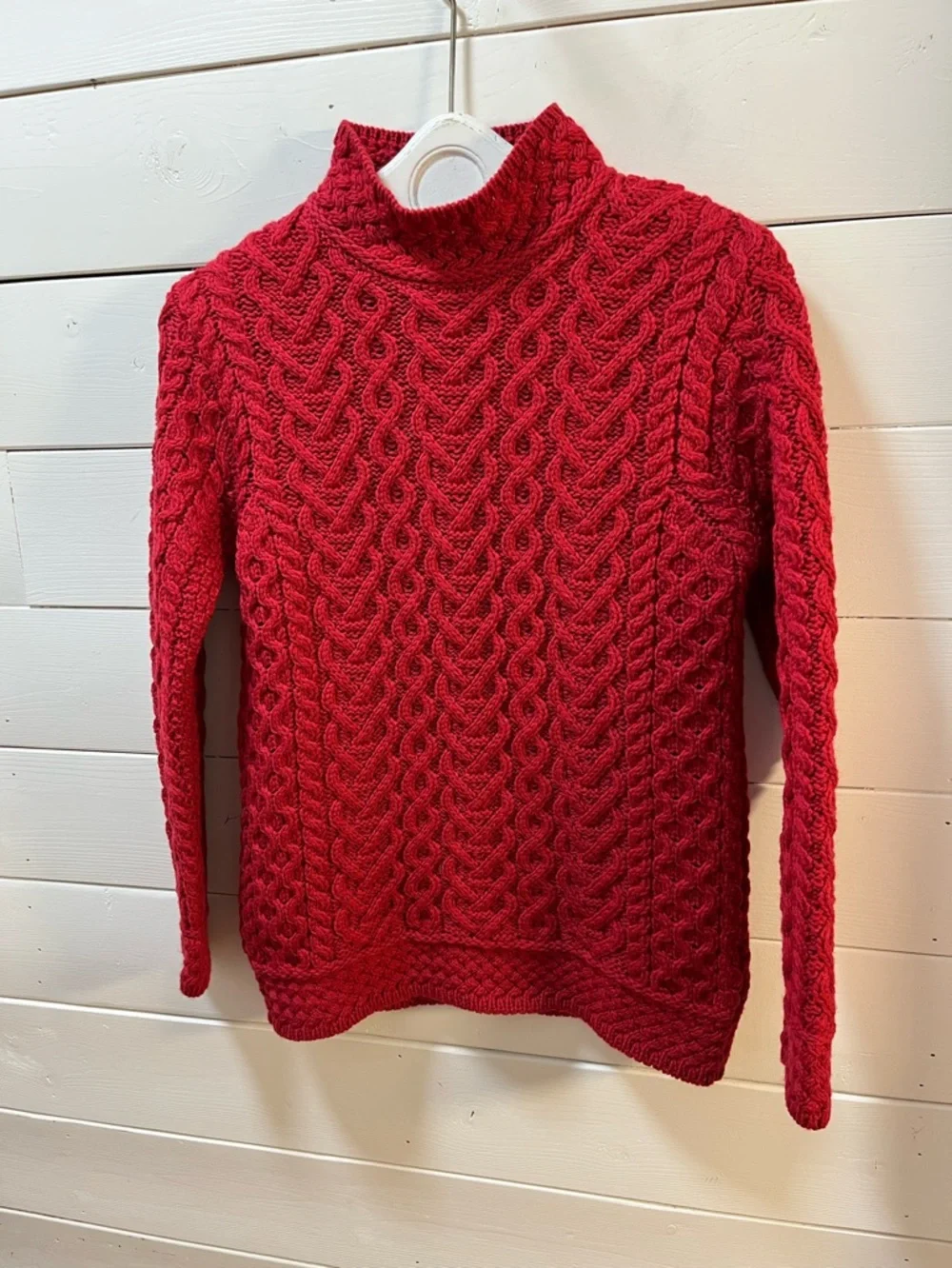 ARAN MÓR Red Cable Knit Sweater Size S - Picture 4 of 11